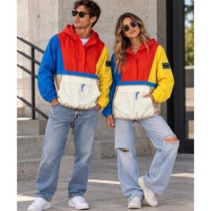 Teddy Fresh Y2K Colorblock Anorak Windbreaker Jacket Men's Large Unisex